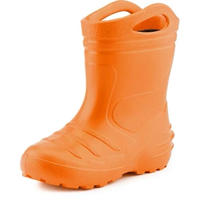 Abbildung von Ladeheid Gummistiefel Kinder federleichte Eva Regenstiefel für Mädchen und Jungen Thermo gefüttert KL051 (Orange, 27 EU)