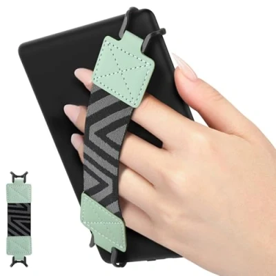Abbildung von MoKo Handschlaufe für 6 8&quot; Kindle eReaders Fire Tablet Kindle/Kobo/Voyaga/Lenovo/Sony E Book Tablet, Elastisches Halteband Leicht und Tragbar Fingerhalterung Griff Halter, Minzgrün