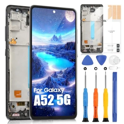Abbildung von LCD Display für Samsung Galaxy A52 5G SM A526B A526U A5160 mit Rahmen, Bildschirm 5G, Ersatz Touchscreen, Digitizer Montage Werkzeug 6,5 Zoll, ohne Fingerabdruck,