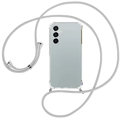 Abbildung von mtb more energy® Handykette kompatibel mit Samsung Galaxy A54 5G Silber Grau Smartphone Hülle zum Umhängen Anti Shock Full TPU Case