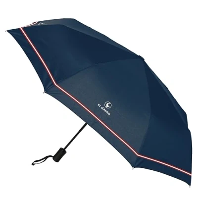 Abbildung von safta EL GANSO CLASSIC Faltbarer Regenschirm automatisch, 8 Paneele, Metallrippen, komfortabel und vielseitig, Qualität Stärke, 33 62 cm, Material Polyester, Farbe marineblau, Blau,
