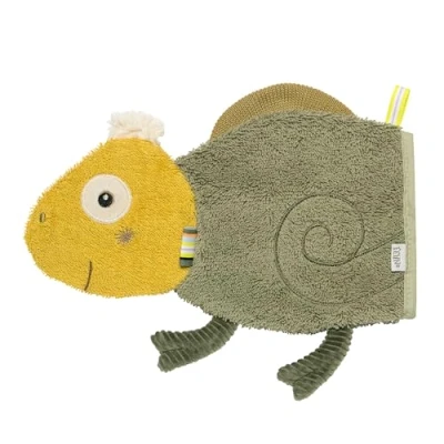 Abbildung von Fehn Waschhandschuh Chamäleon Baby Waschlappen mit Tiermotiv für fröhlichen Badespaß saugstark &amp; kuschelweich Babys und Kinder ab 0+ Monaten
