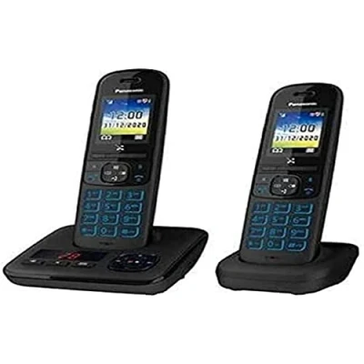Abbildung von Panasonic KX TGH722FRB DECT Digitales Schnurlostelefon mit digitalem Anrufbeantworter, Basis und 2 Mobilteilen, Freisprecheinrichtung, Anrufer Identifikation, Blockierung unerwünschter Anrufe,
