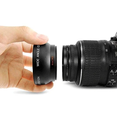 Abbildung von Andoer HD 52 mm 0,45 x Weitwinkelobjektiv mit Makroobjektiv für Canon Nikon Sony Pentax DSLR Kamera