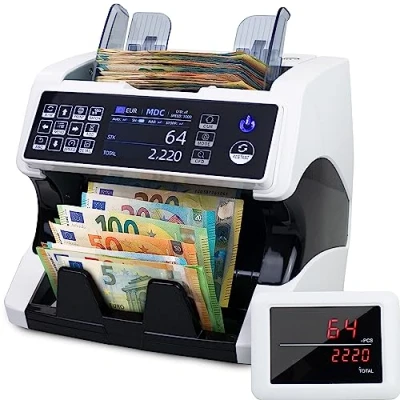 Abbildung von Jubula Banknotenzähler MV 500, Geldzählmaschine für gemischte Geldscheine EUR, USD, GBP, SEK usw.