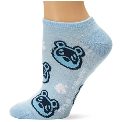 Abbildung von Nintendo Women&#039;s Animal Crossing 5 Pack No Show, Blue Grey Multi, Fits Sock Size 9 11 Shoe 4 10.5