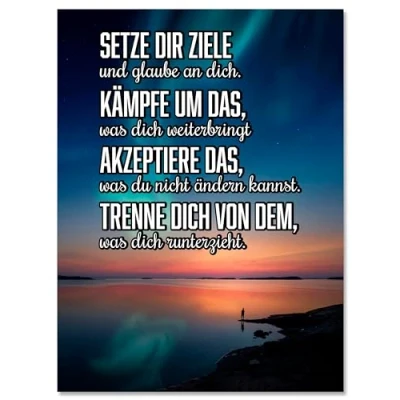 Abbildung von wandmotiv24 Leinwandbild Motivation, Hochformat, setze dir Ziele, Meer M0375