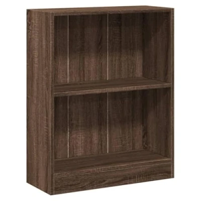 Abbildung von vidaXL Bücherregal mit 2 Fächern Standregal Regal Aktenregal Wandregal Aufbewahrung Bücherschrank Braun Eichen Optik 60x24x76cm Holzwerkstoff