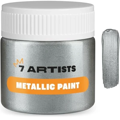 Abbildung von 7 Artists Acrylfarben Silver 50 ml Metallic Acrylfarbe Silber Farbe Glitzer