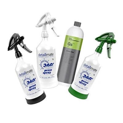 Abbildung von detailmate Set Koch Chemie Green Star Universalreiniger 1L + 3 x Made by Kwazar Mercury Super PRO+ 360 Grad Sprühflasche. Double Action Trigger, 1 Liter