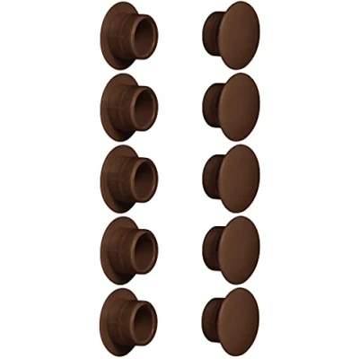 Abbildung von cyclingcolors 10x Abdeckkappen Kunststoff Blindbohrung Stopfen Blindstopfen Abdeckung Möbel (Ø12mm/dunkelbraun RAL8014)