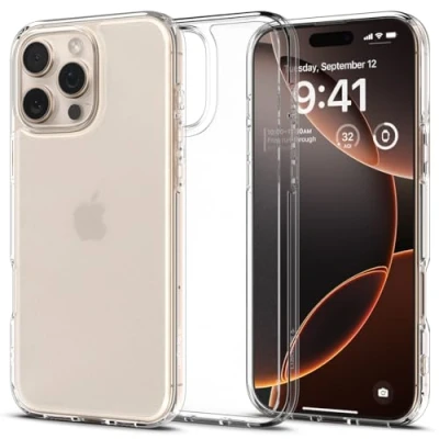 Abbildung von Spigen für iPhone 16 Pro Max Hülle [Anti Yellowing] Ultra Hybrid Case Handyhülle Schutzhülle Cover Transparent Durchsichtig Dünn Slim Frost Clear