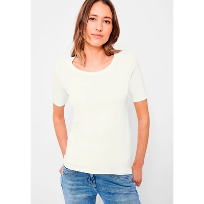 Abbildung von Cecil Damen Style Lena Basic T Shirt Baumwolle, Vanilla White, M