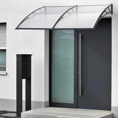 Abbildung von [en.casa] Vordach für Haustür Mellerud Überdachung 300 x 100 cm Pultvordach Balkon Türüberdachung Polycarbonat Aluminium Schutzdach Terrasse Schwarz/Transparent