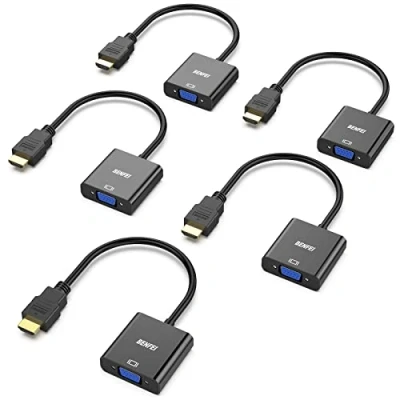 Abbildung von BENFEI HDMI zu VGA 5 Stück, Unidirektional Computer Monitor Adapter (Stecker auf Buchse) für Desktop Laptop PC Projektor HDTV Chromebook Raspberry Pi Roku Xbox und mehr