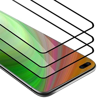 Abbildung von Cadorabo 3x Vollbild Panzer Folie kompatibel mit Huawei P40 Schutzfolie in TRANSPARENT SCHWARZ 3er Pack Gehärtetes (Tempered) Display Schutzglas 9H Härte 3D Touch