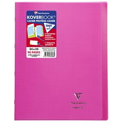 Abbildung von Clairefontaine 981608C Heft / Notizbuch Koverbook, DIN A4+, 24x32 cm, 48 Blatt 90g,kariert 5/5 mit Rand, Einband aus transparentem Polypropylen, Rosa, 1 Stück