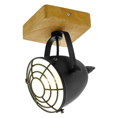 Abbildung von Eglo 49076 Spotleuchte GATEBECK Holz natur, Stahl schwarz E14 1X40W L:11cm B:11cm H:20,5cm dimmbar