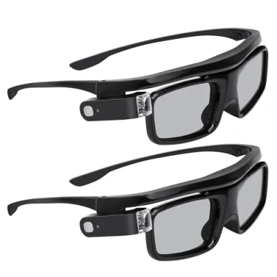 Abbildung von NexiGo DLP Link 3D Brillen, wiederaufladbare Aktiv Shutter Brillen kompatibel mit Aurora, Aurora Pro (Schwarz 2er Pack)