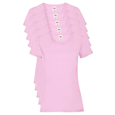 Abbildung von Fruit of the Loom Damen Regular Fit T Shirt, 5er Pack, Rosa (Light Rosa), 46 EU (Herstellergröße: XXL)