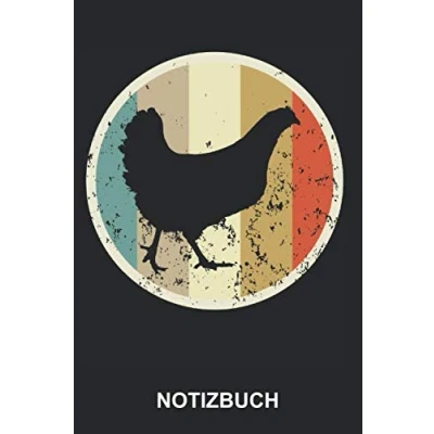 Abbildung von Notizbuch: Huhn Hühner Henne Geflügel Niedliche Tiere Retro Vintage Grunge Style Notizbuch, Tagebuch, Notizheft, Schreibheft ca. A5 mit Linien 120 Seiten liniert Softcover weißes Papier