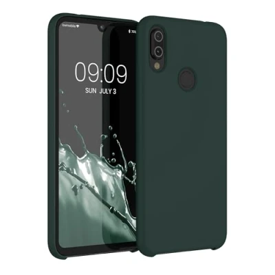 Abbildung von kwmobile Hülle kompatibel mit Xiaomi Redmi Note 7 / Pro Silikon Handy Case Handyhülle weiche Oberfläche kabelloses Laden Moosgrün