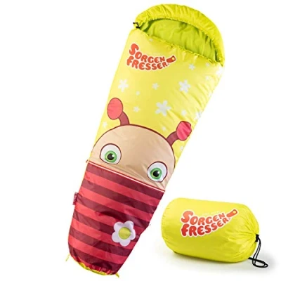 Abbildung von Skandika Kinderschlafsack Sorgenfresser Molly, Mumienschlafsack für Kinder, Camping, Outdoor, Jungs, Mädchen, Komfortbereich 12 3 C, wasserabweisend, Mund Tasche