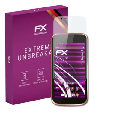 Abbildung von atFoliX Glasfolie kompatibel mit Nokia 1 Panzerfolie, 9H Hybrid Glass FX Schutzpanzer Folie