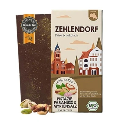 Abbildung von ZEHLENDORF Fair Trade Kakao Schokolade/Pistazie, Paranuss und Myrtensalz Bio/Berlin Stadtteil (1 Tafel, 80g)