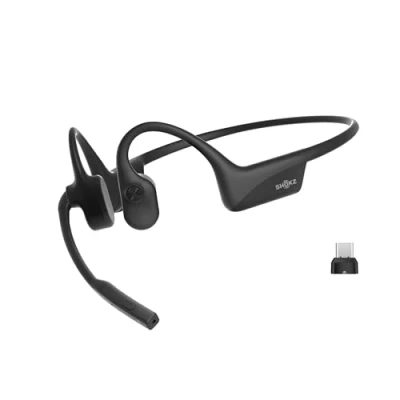 Abbildung von SHOKZ OpenComm2 UC 2025 Upgrade USB C kabelloses Knochenschall PC Headset, Bluetooth Open Ear Kopfhörer mit Noise Cancelling Mikrofon, Ohrhörer für Office, Anruf, 16 Stunden Sprechzeit