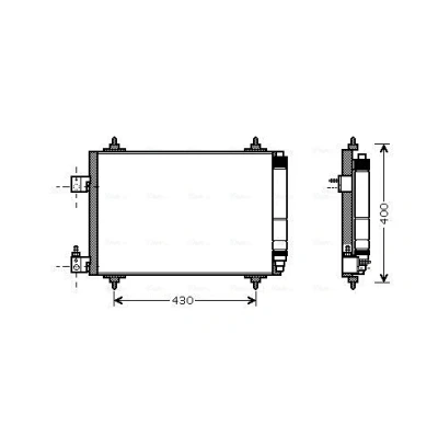 Abbildung von PRASCO PEA5286D Klimakondensator mit Trockner 14,3 10,9 Aluminium 550 R 134a PEUGEOT: 407 SW, Coupe, Limousine, CITROËN: C5 III Kombi