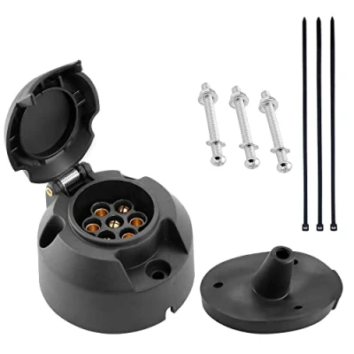 Abbildung von SPARKMOTO 7 polige Anhänger Steckdose,mit Wasserfester Dichtung, nach ISO 1724,12V Wasserdicht Steckdose,7 Anhängerdose,WohnwagenPKW LKW Auto polig Steckdose,AHK Steckdose