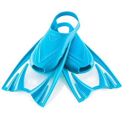Abbildung von Aqua Speed Schwimmflossen kurz Kinder I weiche Kurzflossen Schwimmtraining leichte Schwimmbadflossen Flossen Schwimmen Badeflossen Mädchen Jungs Sport Blau, Gr. 30 34 (M) Frog