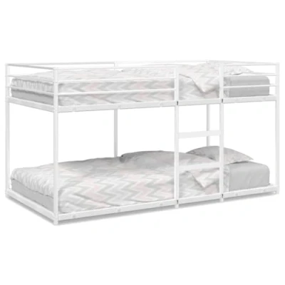 Abbildung von vidaXL Etagenbett ohne Matratze Weiß 90x200 cm Stahl, Bettgestell, Hochbett, niedriger Etagenbettrahmen, Bettrahmen, Schlafzimmermöbel