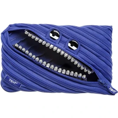 Abbildung von ZIPIT Grillz Federmäppchen für Jungen Extra Großes Mäppchen die Schule Monster Etui Kinder Federmappe Blau