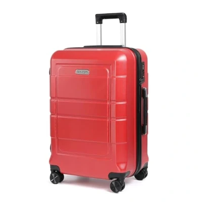 Abbildung von TANTOMI Hartschalen Handgepäck Koffer Groß Reisekoffer mit 4 Drehbaren Rollen (360), Trolley Aluminium Teleskopstange und TSA Zahlenschloss (XL 95L, Rot)
