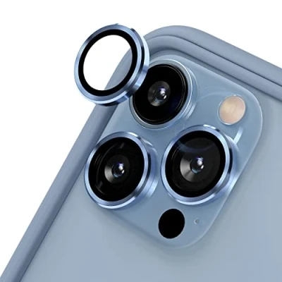 Abbildung von RhinoShield 9H Tempered Glass Kameraprotektoren, kompatibel mit [iPhone 13 Pro / Max] Stoß und Kratzfest, hohe Klarheit, explosionssicheren Schutz, Anti Beschlag Technologie Hellblau