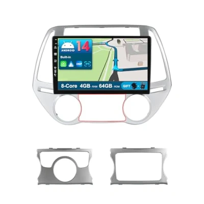 Abbildung von JOYX Android 14 IPS Autoradio Passt für Hyundai I20 (2012 2014) [4G+64G] Eingebaut DSP/Carplay/Android Auto Kamera + MIC 9 Zoll 2 Din Lenkradsteuerung WiFi DAB 360 Camera Fast boot AHD 4G BT