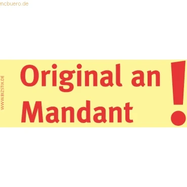Abbildung von Bizstix Haftnotizen 75x35mm gelb &#039;Original an Mandant&#039; VE=5 Blöcke