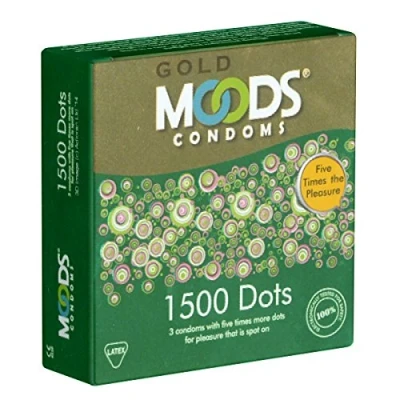 Abbildung von MOODS GOLD 1500 Dots Condoms 3 Kondome mit Noppen erleben Sie neue Dimensionen des Vergnügens und prickelnde Gefühle Stoß für dem Orgasmus näher