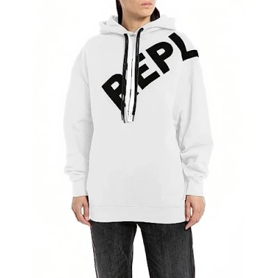 Abbildung von Replay Damen Hoodie aus Baumwolle, White 001 (Weiß), XL