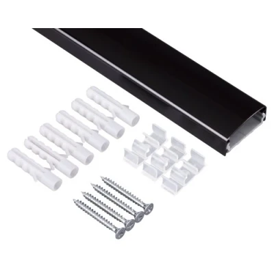 Abbildung von Alu Kabelkanal schwarz gerundet 115x3,7 cm für TV HiFi Computer Lampen Aluminium Abdeckung LED, Plasma oder LCD Fernseher