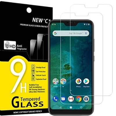 Abbildung von NEW&#039;C 2 Stück, Panzer Schutz Glas für Xiaomi A2 Lite, Frei von Kratzern, 9H Härte, HD Displayschutzfolie, 0.33mm Ultra klar, Ultrabeständig
