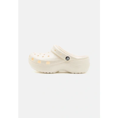Abbildung von Crocs Classic Platform Glitter Pantolette hoch, Damen, Größe: 34/35, Chalk Kunststoff