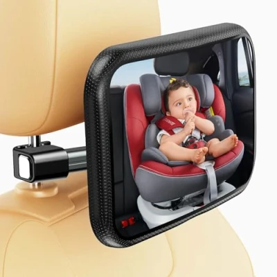 Abbildung von Baby Autospiegel Nach Hinten Gerichtet, Blumacht 100% Shatterproo Rücksitzspiegel für Auto, 360 verstellbarer Autositzspiegel Hinten, Universal