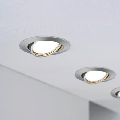 Abbildung von Paulmann 93420 LED Einbauleuchte Base rund incl 3x5W Einbaustrahler Eisen gebürstet Spot Metall Einbaulampe 3000 K GU10