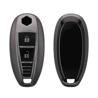 Abbildung von kwmobile Autoschlüssel Hülle kompatibel mit Suzuki Sport 2 Tasten Keyless Go Schlüsselhülle Silikon Cover Schwarz matt