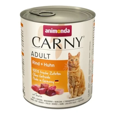 Abbildung von Carny Katzen Nassfutter Mix Rind + Huhn (6 x 800g), ohne Getreide und Zucker für ausgewachsene von animonda mit frischen fleischlichen Zutaten