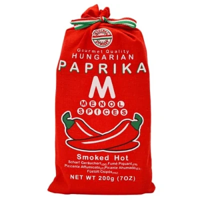 Abbildung von Menol Spices Authentischer Ungarische Geräuchertes Paprikapulver (Geräuchert Scharf 200g) Spitzenqualität für Feinschmecker, Hergestellt in der Gegend von Szeged, Leuchtend paprika rot