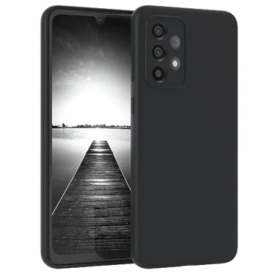 Abbildung von EAZY CASE Silikonhülle kompatibel mit Samsung Galaxy A33 5G Handyhülle Slim, 3 Layer Struktur Schutzhülle, Microfiber Innenfutter, hochwertiges Silikon, voller Schutz in der Farbe Schwarz